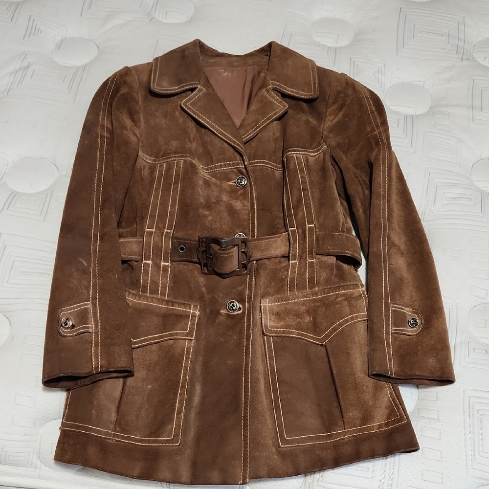 70s Suede Brown Utility Jacket